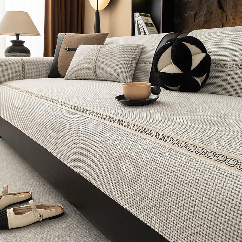 New Sofa Cushion Solid Color Four-Season Universal Light Luxury High-Grade Straight Non-Slip Leather Seat Cushion Cover Cover Towel