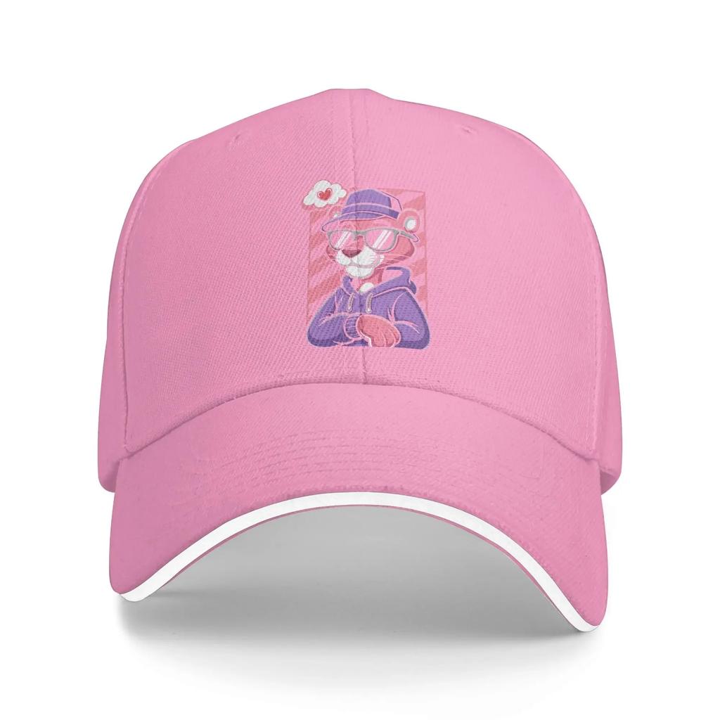 Cool Pink Leopard Wearing Sunglasses Baseball Cap  Stylish Hip Hop Hats Summer Women Men Hiking Fishing Baseball Caps