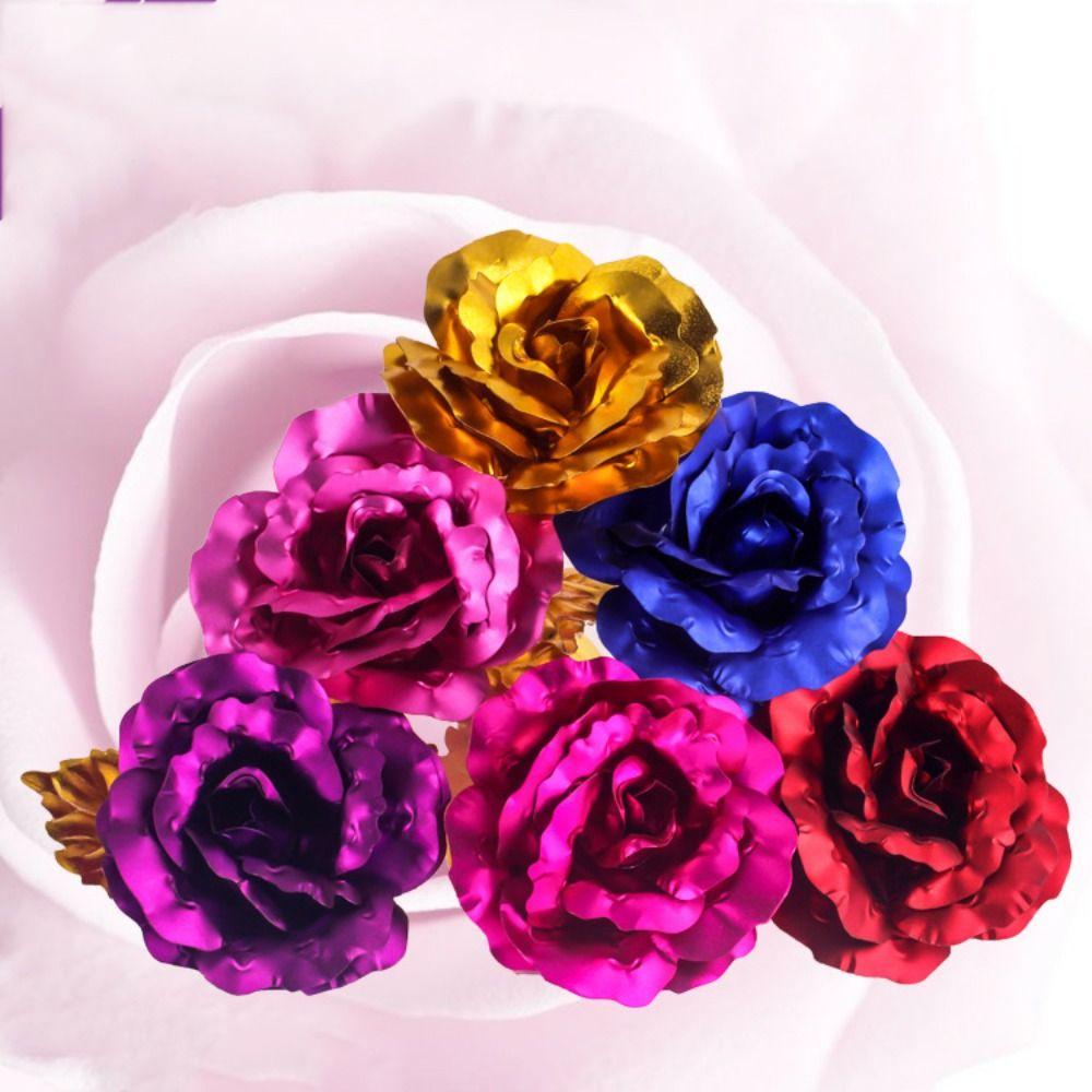Elegant Safe Golden Foil Rose Flower Simulation Rose Flower Artificial Rose Flower Golden Foil Gold Foil Rose Pendant Home Decor