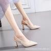 Baotou sandals new French retro pointed thick heel high heels empty women's professional single shoes