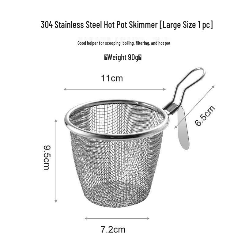 Feinmaschiger Skimmer aus 316 Edelstahl: Nudelsieb, Mehl-Sieb, Öl-Frittier-Siebkorb