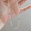 925 Silver Silver Necklace With Simple Geometric Multicolour Beads Choker Shiny Delicate Collarbone Chain For Women's
