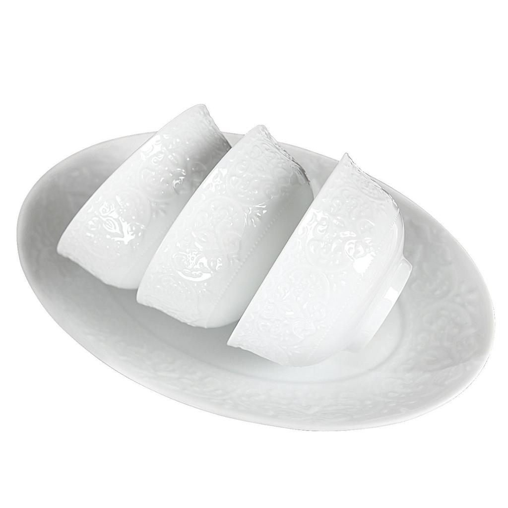 High-End Light Luxury Relief Porcelain Dinnerware Set - Simple White Design