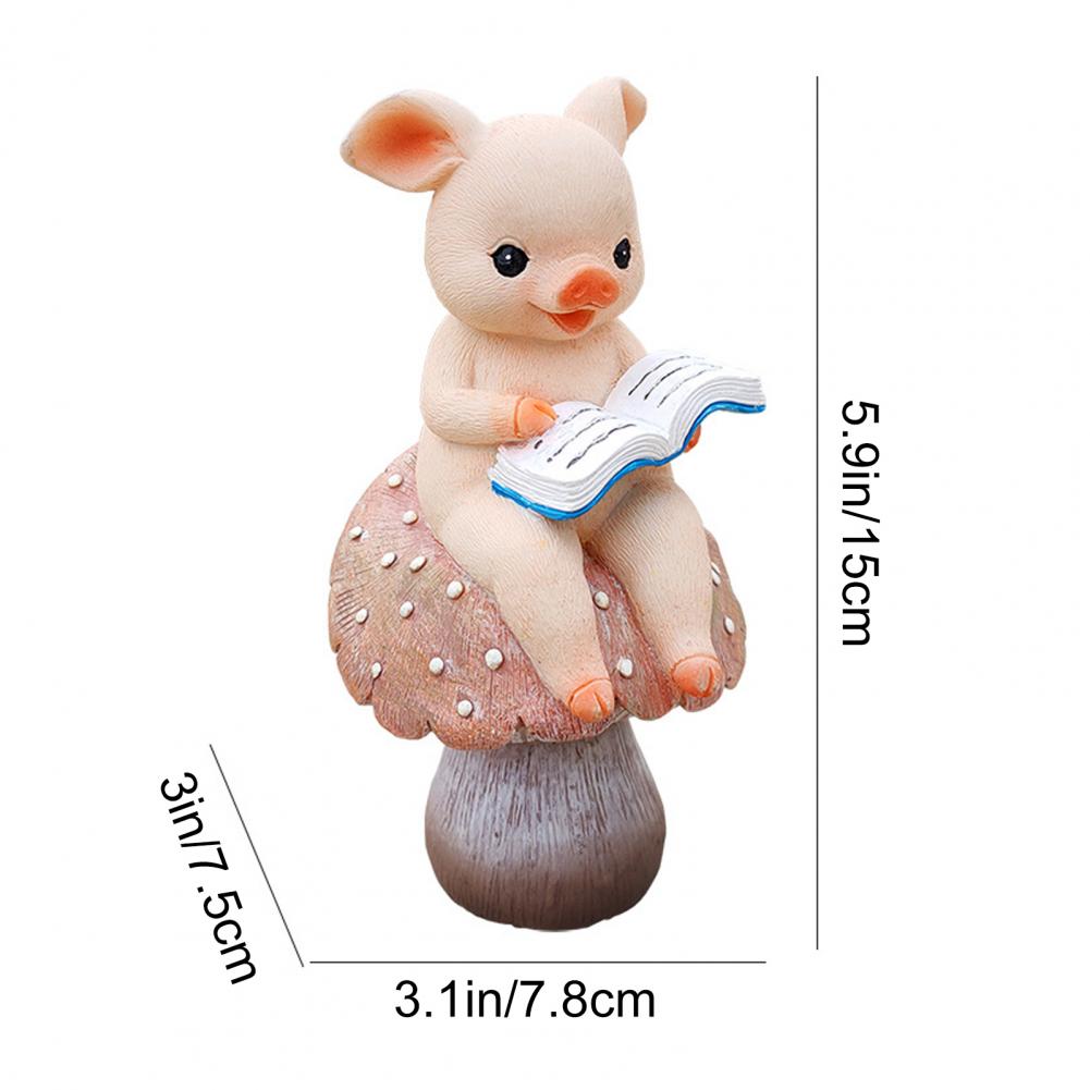 Cute Sculpture Resin Figurine Whimsical Figurine Set for Fairy Garden Flowerpot Decoration Reading Pig Knitting Rabbit Cartoon