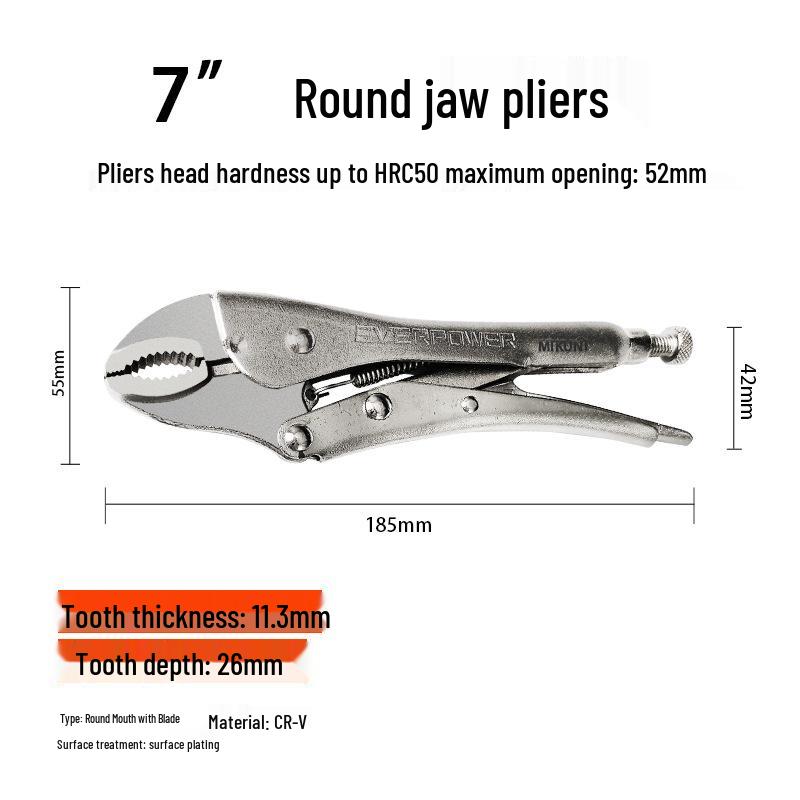 Multi-Function C-Type Folding Vise Grip Pliers with Flat, Round, and Needle-Nose Jaws, Automatic Fastening Clamp.