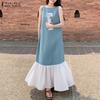 Women Casual Round Neck Summer Sleeveless Dress