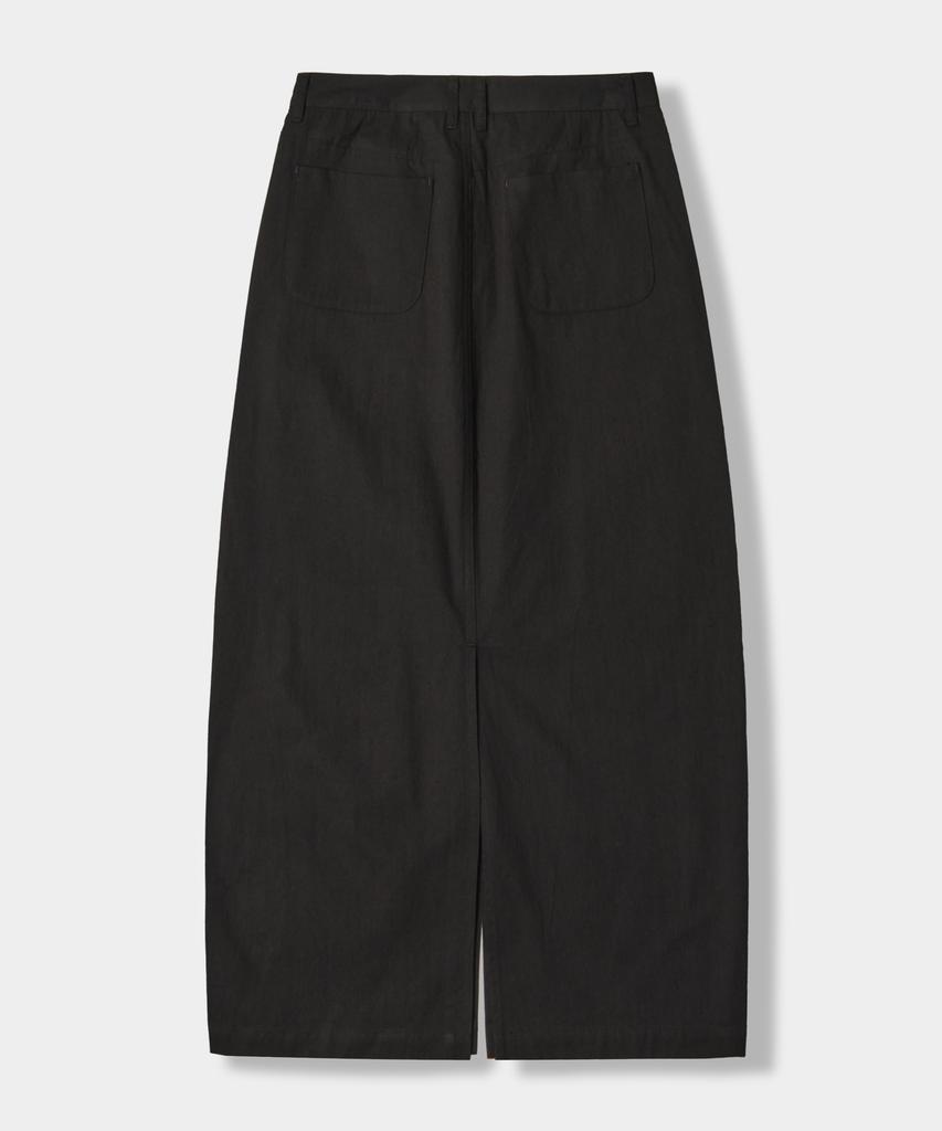 Yujen Slit Cotton Long Skirt_Black