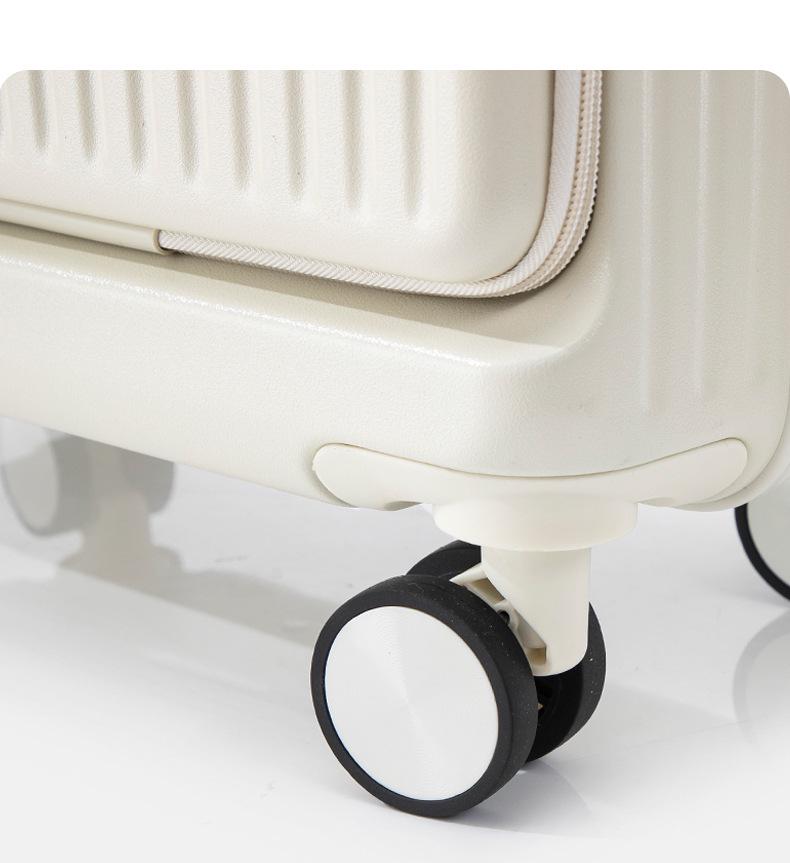 Front-Opening 20-Inch Carry-On Suitcase: Multi-Functional Trolley Case with Combination Lock for Men and Women.