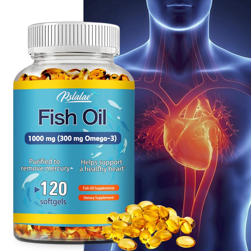 Pslalae - 1000 mg Fish Oil Dietary Supplement Capsules - Heart Health