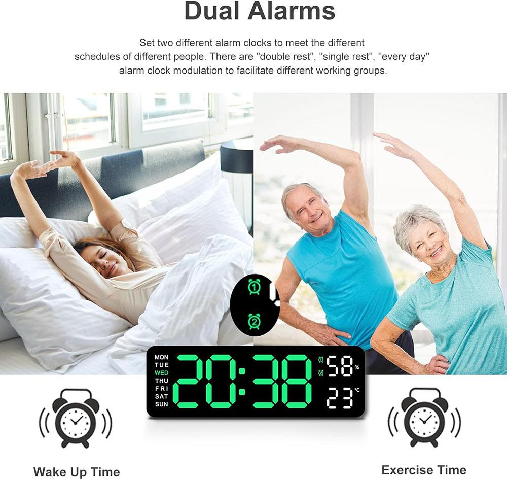 Orologio da Parete Digitale LED Intelligente Silenzioso da 10 Pollici Sveglia Elettronica Orologio da Scrivania Moderno Minimalista Termometro Calendario Cubo del Tempo Decorazione per la Casa