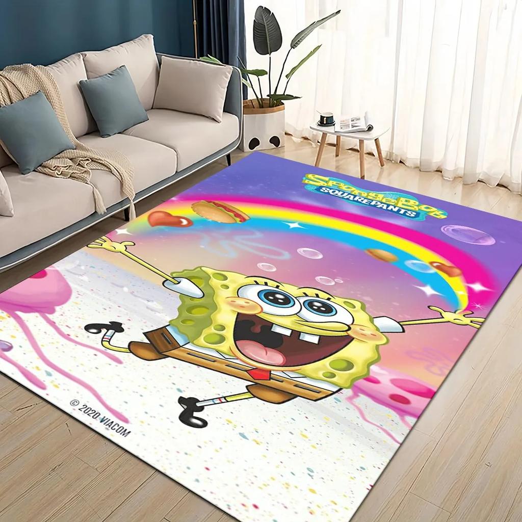 3D Cartoon S-SpongeBob Funny Area Rug,Carpet Rug for Living Room Bedroom Sofa Doormat Decoration,kids Non-slip Floor Mat