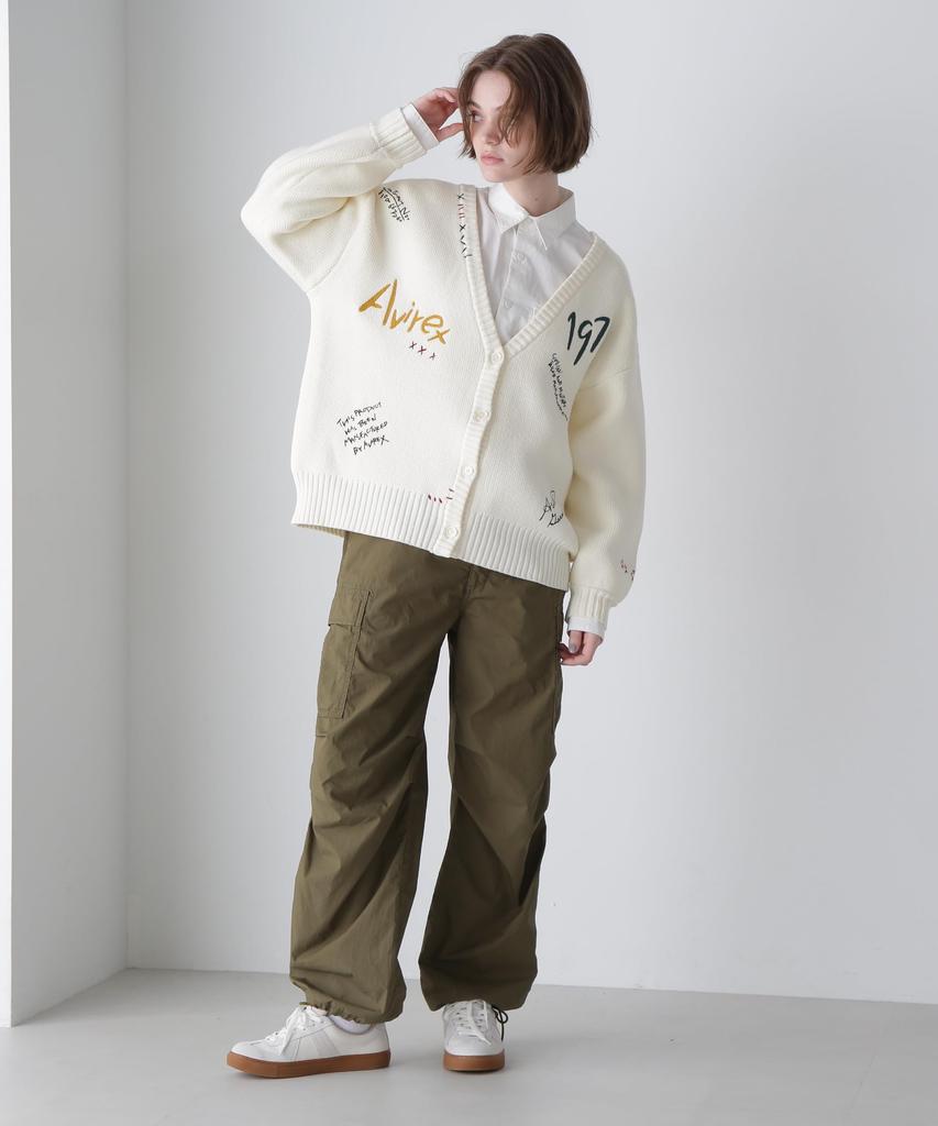 AVIREX HAND EMBROIDERY KNIT CARDIGAN Women's F 033 Off white 783-4241601