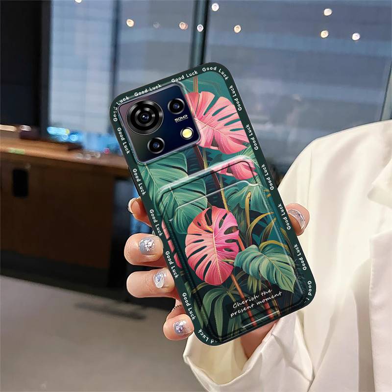 Card Slot Silicone Phone Case For ZTE Blade V50 Vita Fashion Design Dirt-resistant Waterproof Durable Anti-dust Card Bag