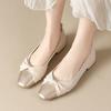 Neue Damen High Heel Schuhe Eleganter Quadratischer Zeh Schmetterlingsknoten Slip-Pumps Französischer Stil Plissiertes Design Tägliche Vielseitige Kleiderabsätze