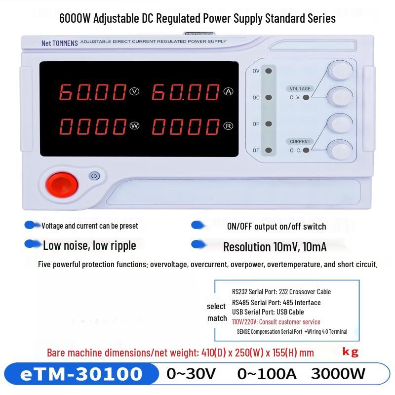 

Rongyu eTM-30100 High Power Digital DC Regulated Power Supply
