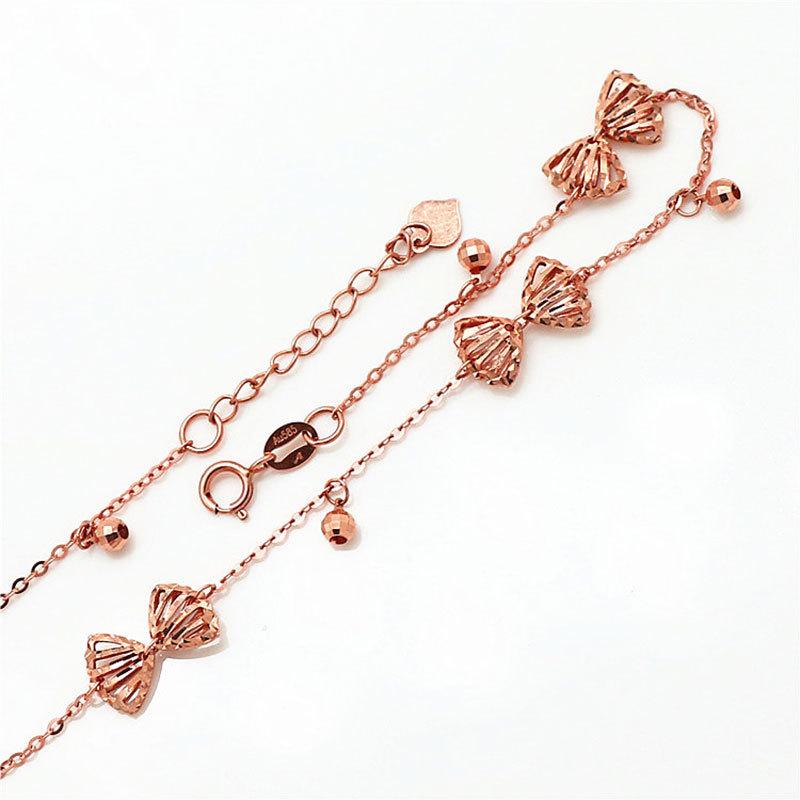 Purple Gold Shell Hollow Anklet Plated With Rose Gold Smooth Round Bead Splicing Fan Anklet Jewelry