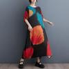 Manga corta Tallas grandes vintage floral nuevo en vestidos para mujer vestido largo suelto casual de verano
