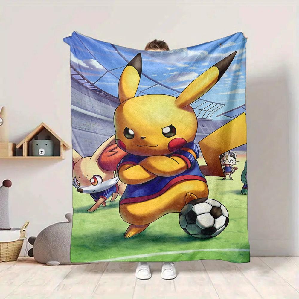 

1pc Soccer Pikachu Soft Skin-Friendly Flannel with Digital Printing, Various Sizes Available for Family, Friends, Birthday059 130cmx150cm