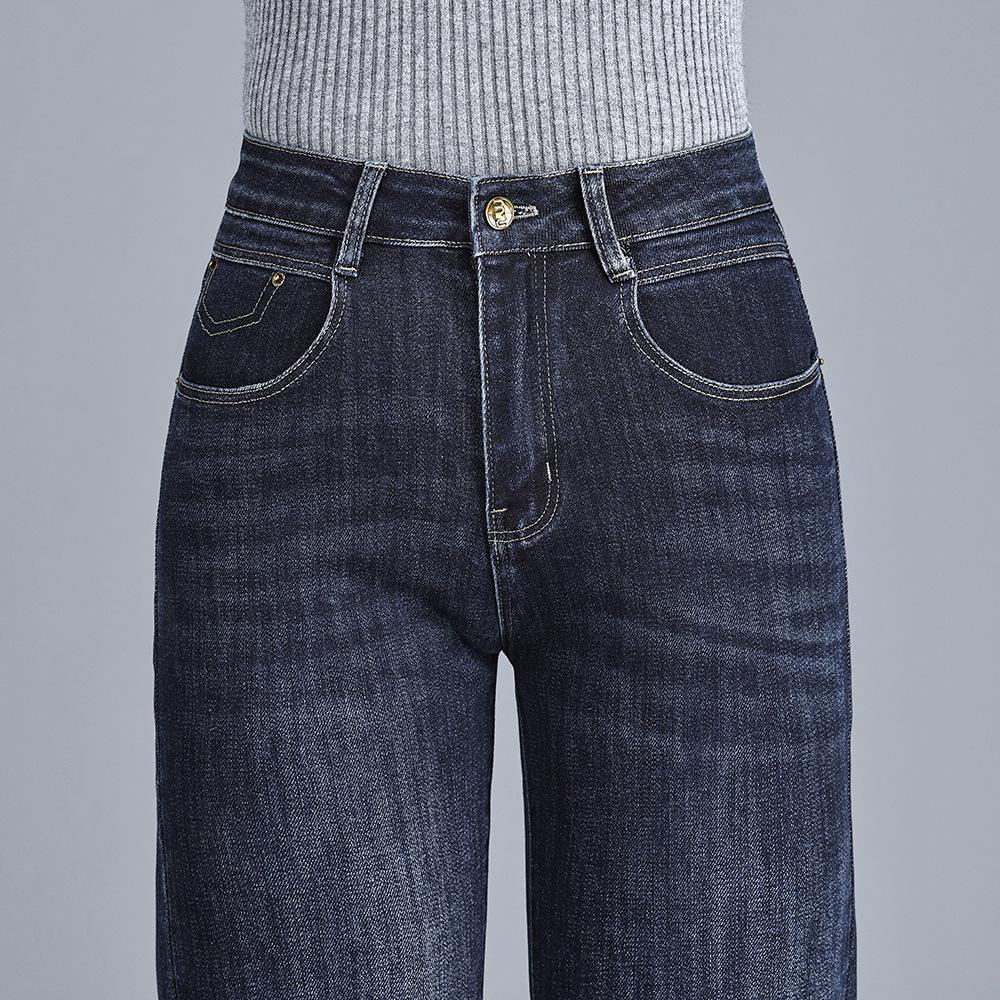 High Waist Stretch Straight Leg Plus Size Jeans for Middle-Aged Women, Slim Fit, Wide Leg, Mom Pants, Autumn/Winter 2025