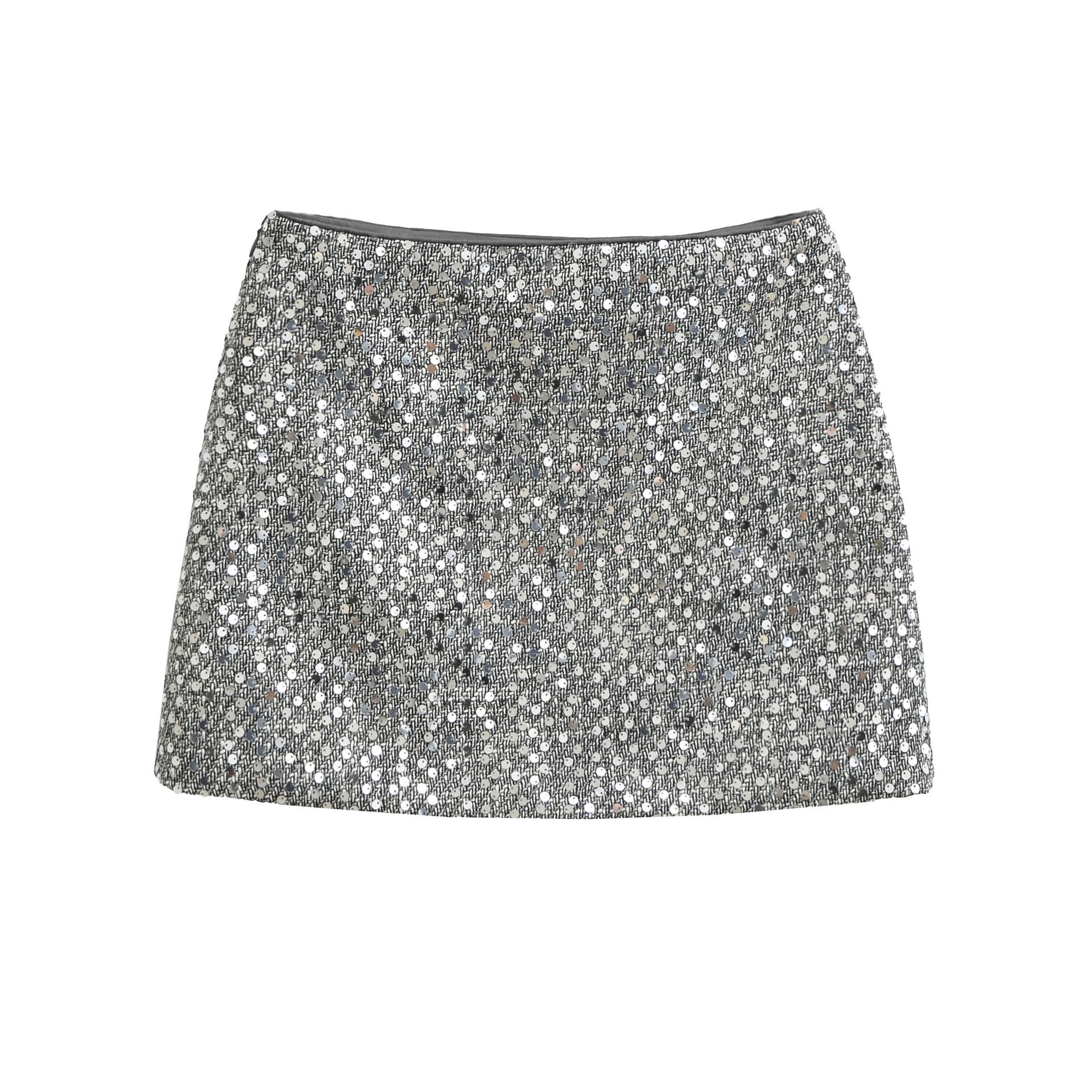 

Petite Women s Silver Gray Sequin A-Line Short Skirt - Autumn/Winter 2025 Spicy Style Medium срібний