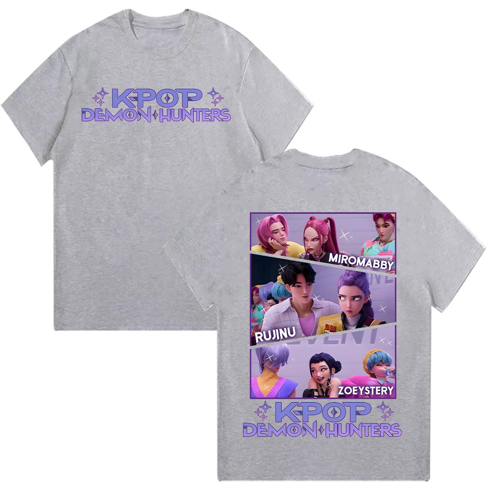 

Kpop Охотники на демонов BABY HUNTRIX Saja Футболки для мальчиков Летний топ с коротким рукавом Женская и мужская одежда Хлопок Унисекс Графические футболки Мода 4XL