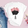 Fashion 2025 Women T-Shirt Pink Beautiful Butterfly Graphic Print Female T Shirt Casual Harajuku Short Sleeve Kawaii Ladies Tops
