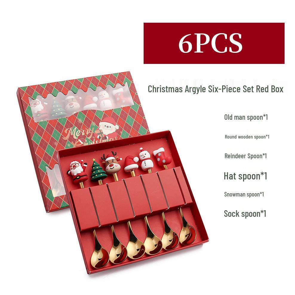 Weihnachtsbaum Edelstahl Löffel- und Gabelset - Kreatives Dessert- und Kaffee-Besteck