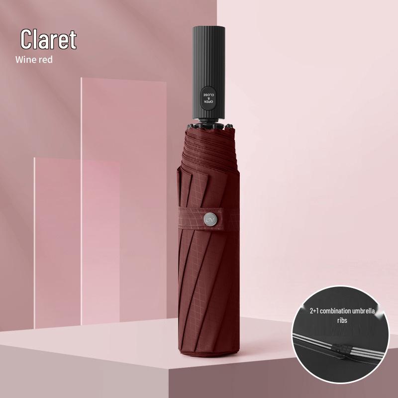 60-Rib Automatic Women's Umbrella with Black UV Protection for Sun & Rain, Customizable and Portable.