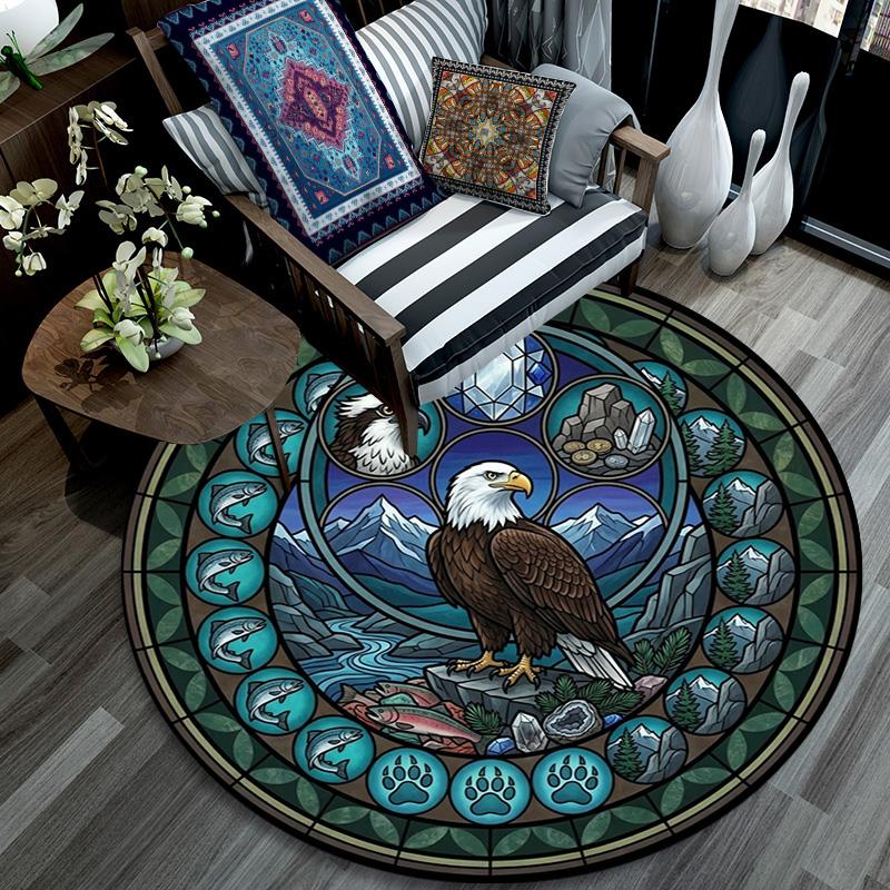 Eagles Mountain Majesty Round Area Rug Under Office Chairs Bedroom Living Room Home Decor 80cm x 80cm