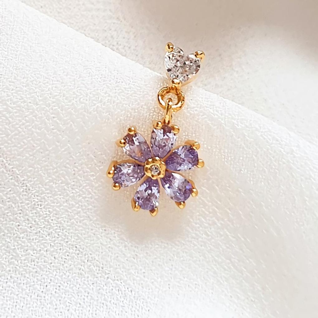 

Women s Surgical Steel Purple Dangle Piercing Non-Allergy pink gold