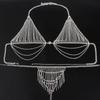 Rhinestone Tassel Bikini Bra Body Chain - Women's Nightclub Fashion