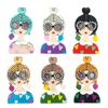 New Cute Girl Figure Acrylic Brooches for Women Spliced Handmade Glasses Lady Badge Lapel Pins Jewelry Clothing Accessories Gift