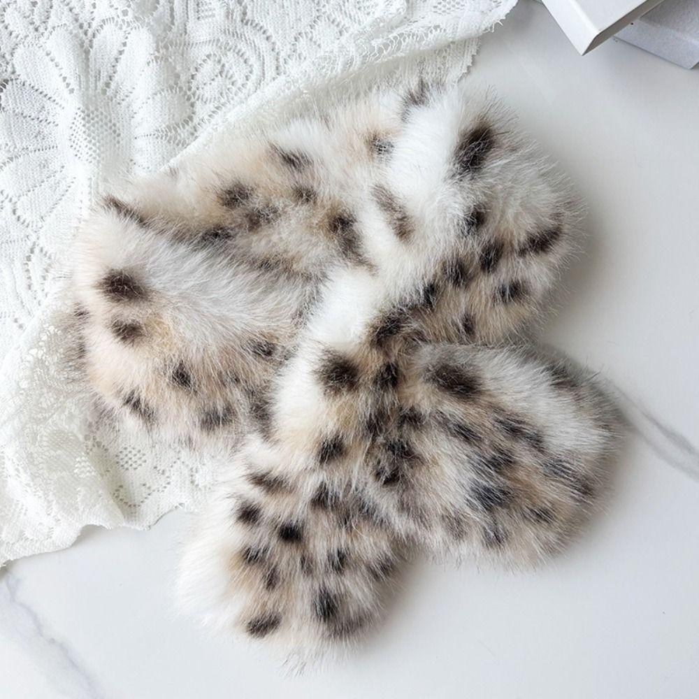 Crossover Pull Through Scarf Leopard Print Winter Neck Warmer New Plush Neck Scarf Daily Outfits