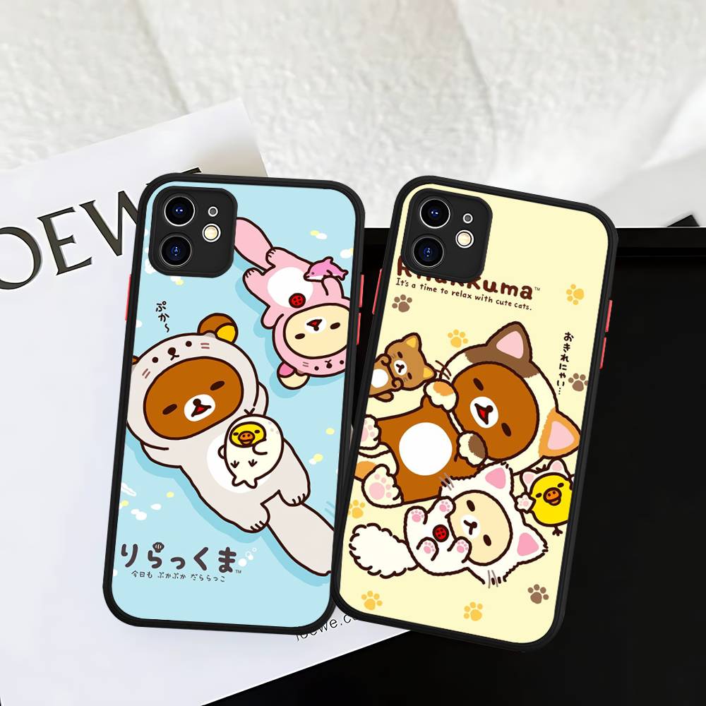 Rilakkuma Anime Cute Cartoon For IPhone 11 12 13 14 15 16 Pro Max Plus X XS MAX Shockproof Matte Back Cover