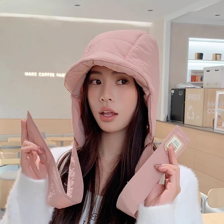 Winter Bomber Hats Down Cotton Bib Cap New Ear Protection Hat Men Women