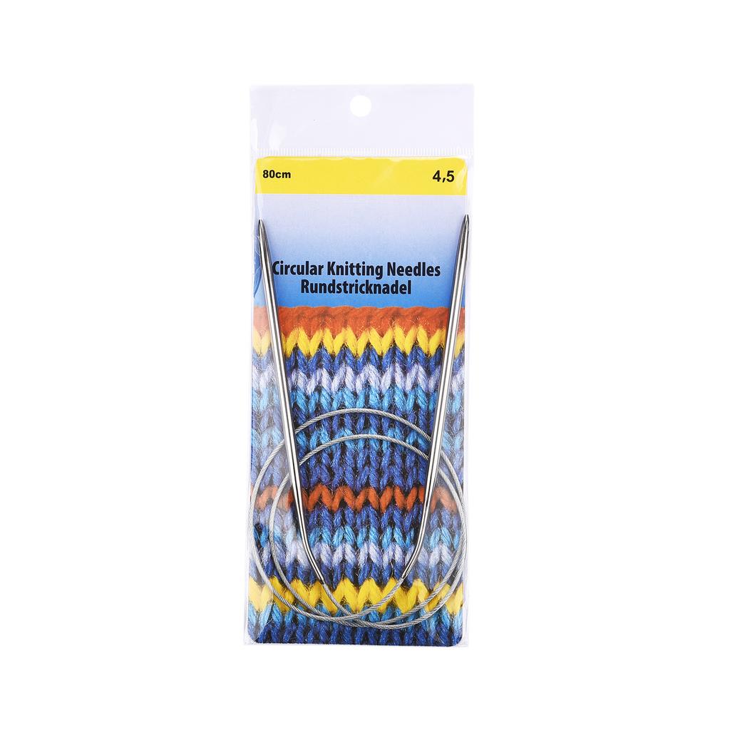 2.0-10mm Sweater Knitting Needle Stainless Steel Ring Needlework 80cm Weaving Circular Knitting Needlework Kits DIY Knitted Tool