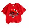 Kids Boys Girls 100% Cotton Crew Neck Short Sleeve T-Shirt, Funny Cute Red Racing Car Cartoon Print Casual Breathable Summer Tee Children Daily Wear