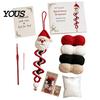Winter Hobby Kit Crochet Doll Spiral Ornament DIY Kit, Holiday Craft Set with Snowman Pattern Soft Yarn, Beads, Christmas Tree Hanging for Window Wall