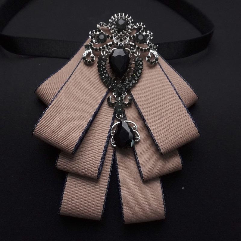 Detachable Bow Tie Brooch Silk Ribbon Collar Pin for Shirts & Blouses Fashion Floral Bow Clip for Women's Casual Outfit