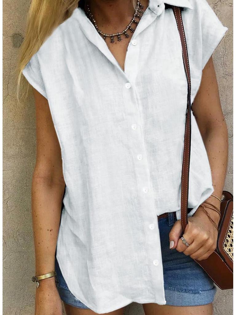 Summer 2026 Solid Color Single-Breasted Sleeveless Lapel Shirt