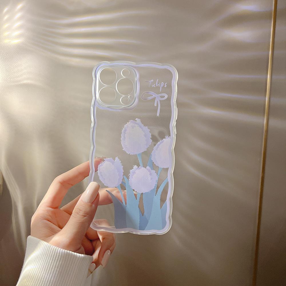 Flowers Are Suitable for Iphone14pro Max Apple Mobile Phone Case 16 Wavy Edge Fashion High-quality Mobile Phone Case
