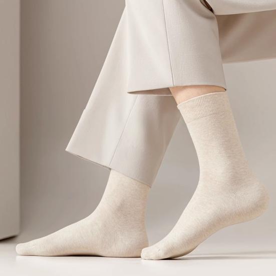 Winter Warm Dress Socks Men Crew Socks, Solid Color Casual Soft Non Binding Breathable Sweat Wicking Mid-calf for Autumn And Daily Wear Business