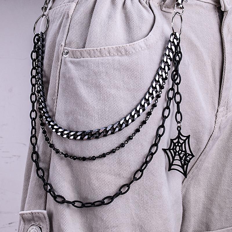 Punk Metal Pants Chain Hip Hop Waist Chain Spider Web Pendant Jeans Chain For Men Women Accessories Gifts