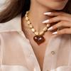Colorful Heart Pendant Necklace Multi-Color Statement Jewelry Unique Bead Choker  Vacation Wear