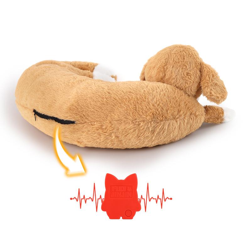 Cucciolo che dorme Simulazione battito cardiaco Peluche Cane Giocattolo Copertura rimovibile Sollievo dall'ansia Compagno calmante Giocattolo per cuccioli cani di taglia media grande