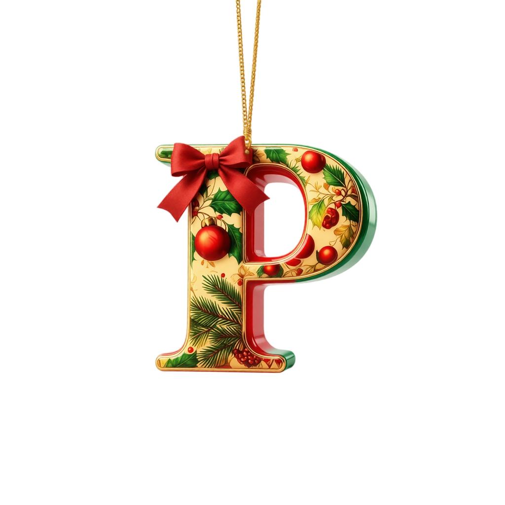 2D Flat Acrylic Christmas Letter Ornaments 26 Piece Set for Holiday Hanging Decor