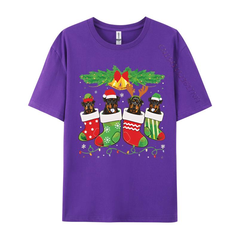 Cute Rottweiler Dog In Sock Christmas Tshirt Novelty Tops T Shirt Fashionable Cotton Unisex T Shirt Graphic T Shirts