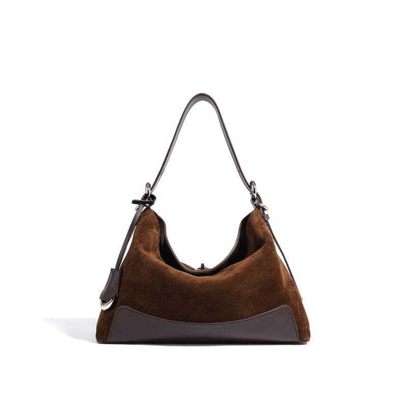 Large Capacity High-end Sense Retro Leather Underarm Shoulder Bag Women's Suede Design Sense Niche Women's Tote Messenger Bag
