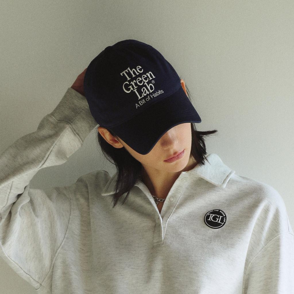THE GREEN LAB Embroidered Washed Ball Cap [Navy]