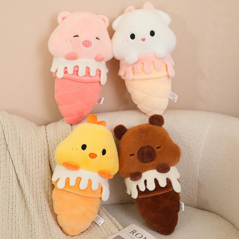 Cartoon Chick Capybara Lamb Piglet Ice Cream Plush Toy Cute Girl Sofa Cushion